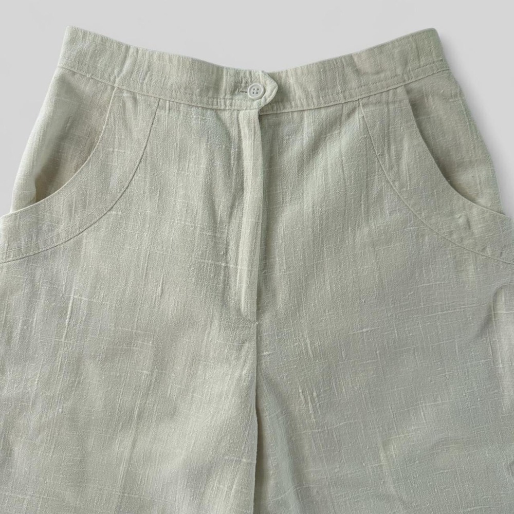 Vintage 1980s The Villager off white linen wide leg gaucho pants‎